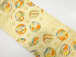 扇に花蜀江織り出し　袋帯